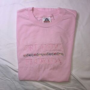 Embroidered Orlando Pink T- Shirt, Short Sleeve